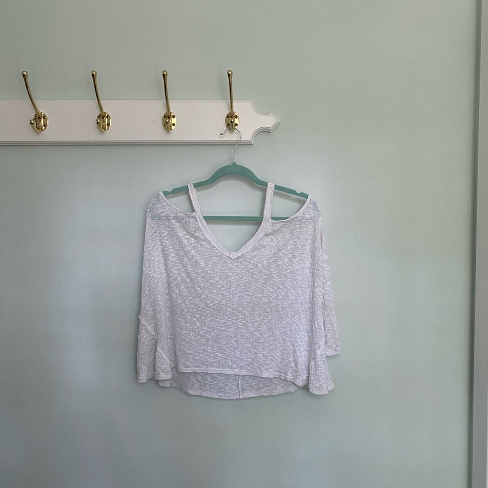 White cold shoulder sweater